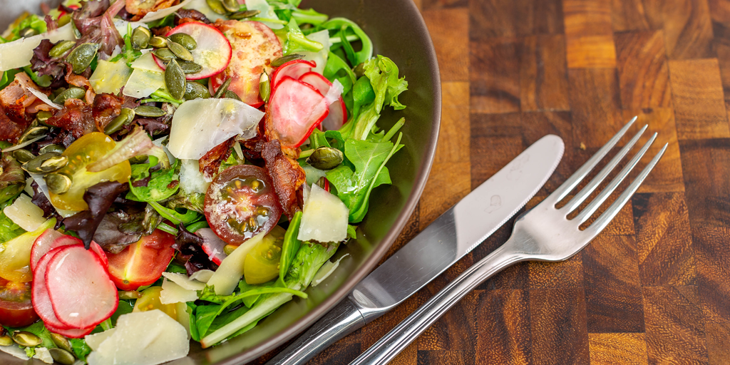 BLT Salad with Savoury Sesame Mustard Dressing