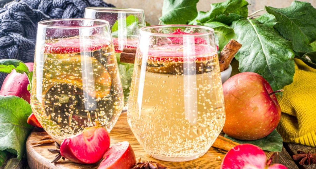 Keto Cinnamon Apple Champagne, Fall Cocktail